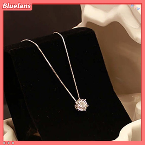 Kalung Rantai Klavikula Pendek Bahan 925 Sterling Silver Aksen Berlian Imitasi Untuk Wanita