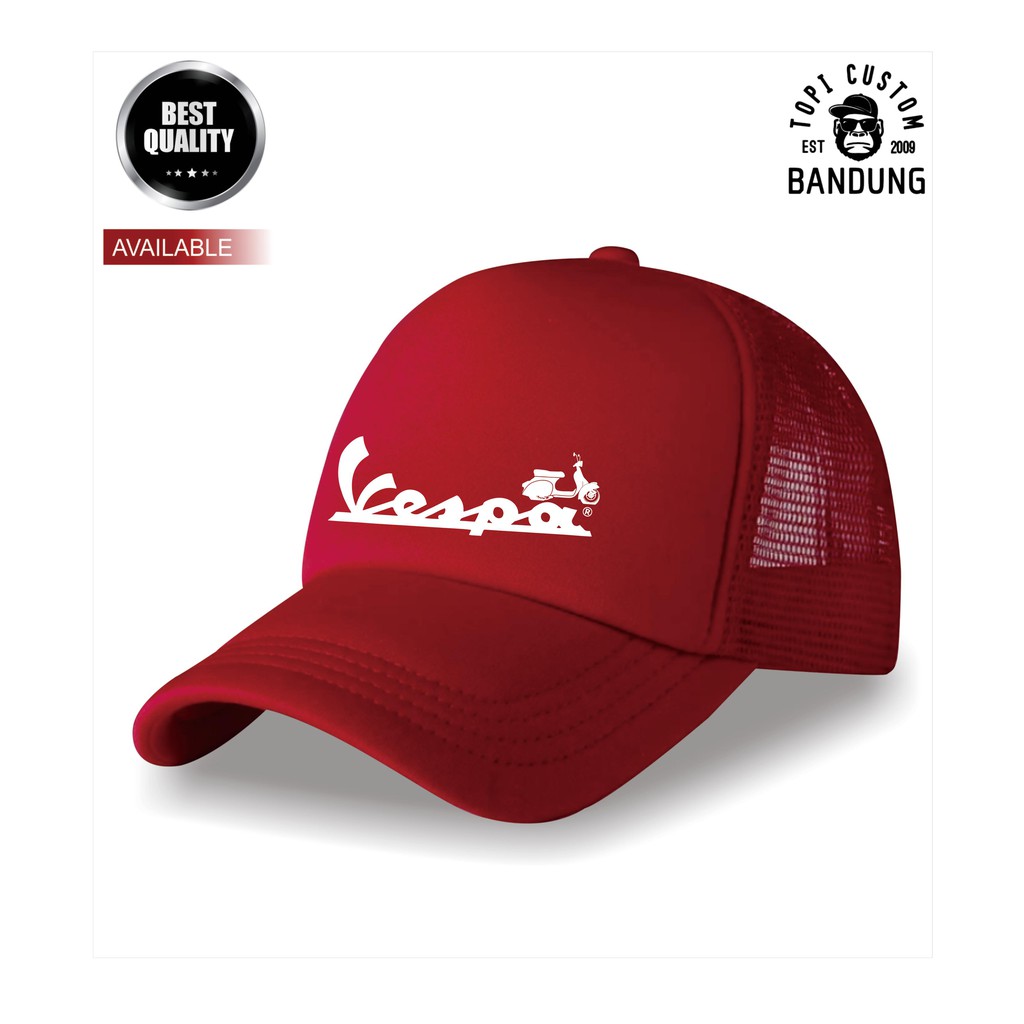 Topi Trucker VESPA Pria Wanita Topi Jaring Jala VESPA Trucker Cap Bisa Tulis Nama Bisa COD Gratis Masker Original High Premium Qualit