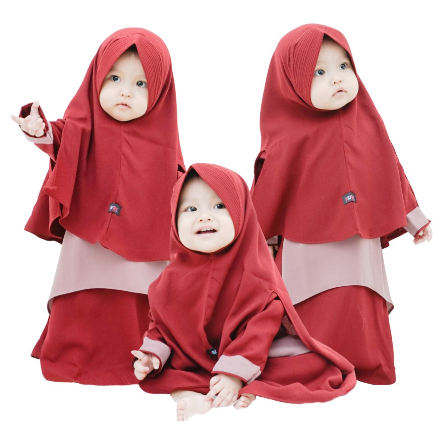 Gamis Anak Newborn Kombinasi Varian 30 Warna Set Hijab Mat Wollycrepe 