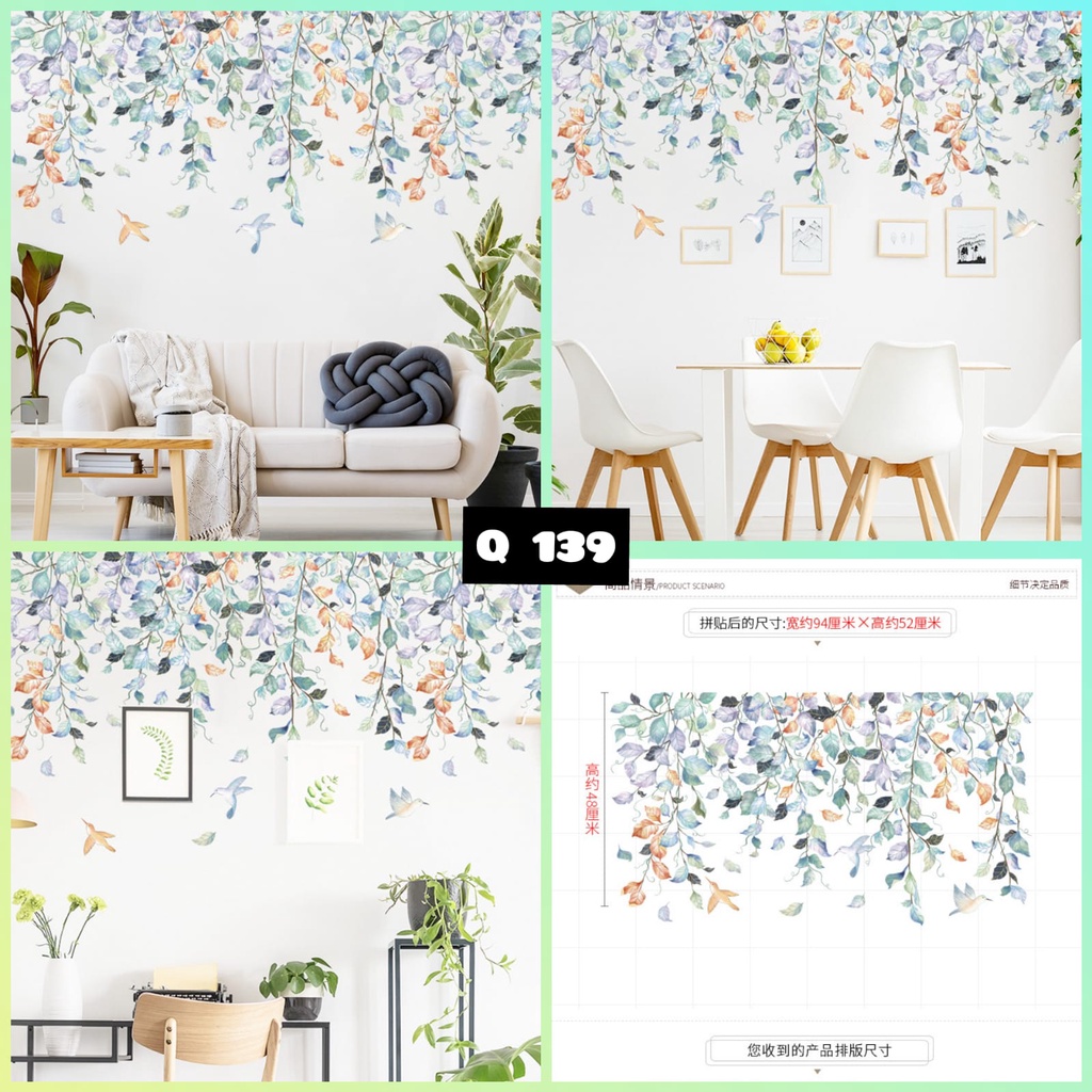 WALLSTIKER WALLSTIKER WALL STICKER STIKER PAPER WALLPAPER DINDING D3 MOTIF TANAMAN HIJAU DAUN POHON KAKTUS MONSTERA DEKORASI CAFE RUMAH PINTU JENDELA CERMIN KACA HIASAN KERAMIK KAMAR MANDI TOILET ANTI AIR WATERPROOF TEGEL KOMPOR KULKAS DAPUR 3D AESTHENTIC-Q139