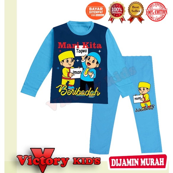 Victory kids setelan/piyama tangan panjang anak laki-laki/perempuan 1-10 tahun