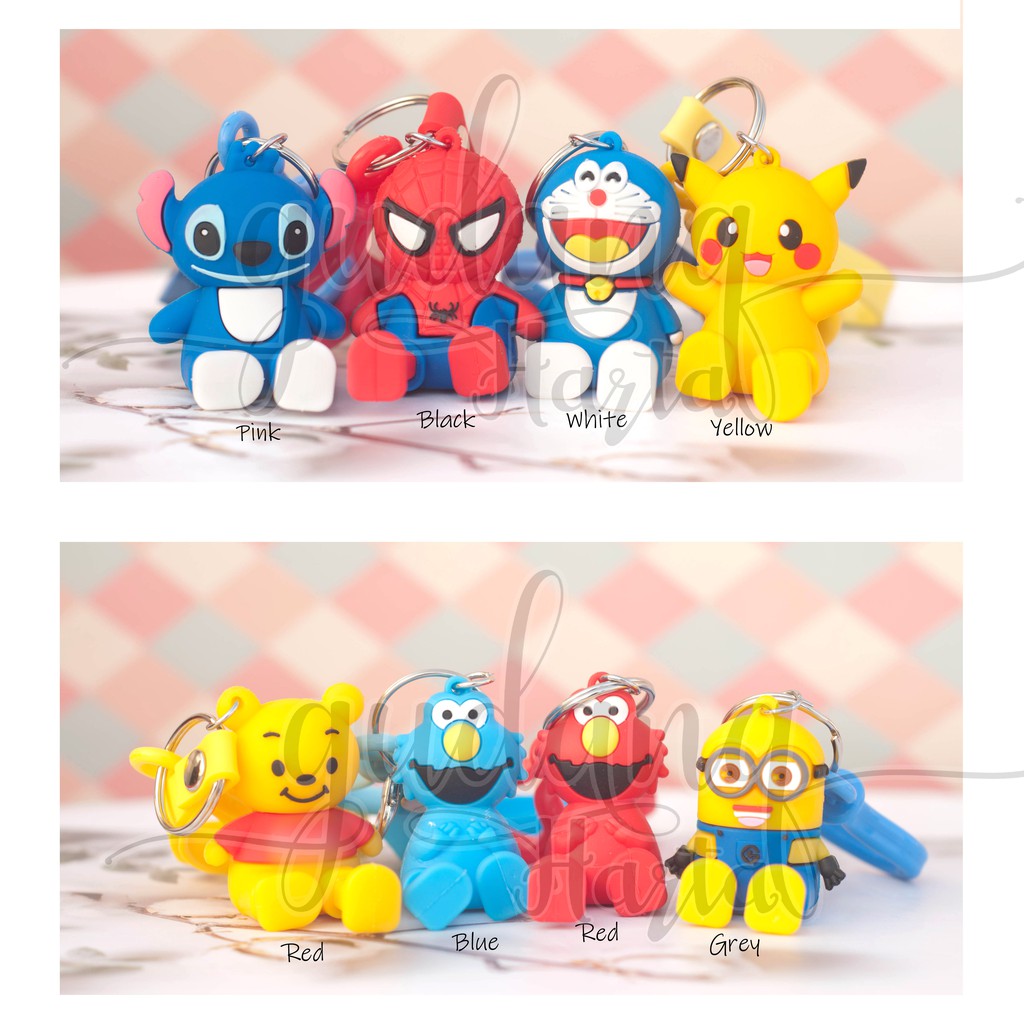 Gantungan Kunci Dudukan HP Karakter Kucing Biru Beruang Kuning Lucu Keychain Gantungan Tas GH 302221