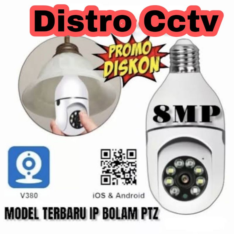 CCTV LAMPU V380 8MP KAMERA CCTV WIFI LAMPU CCTV 360 V380 PRO 8 MP COLORVU 24 Jam Full Color