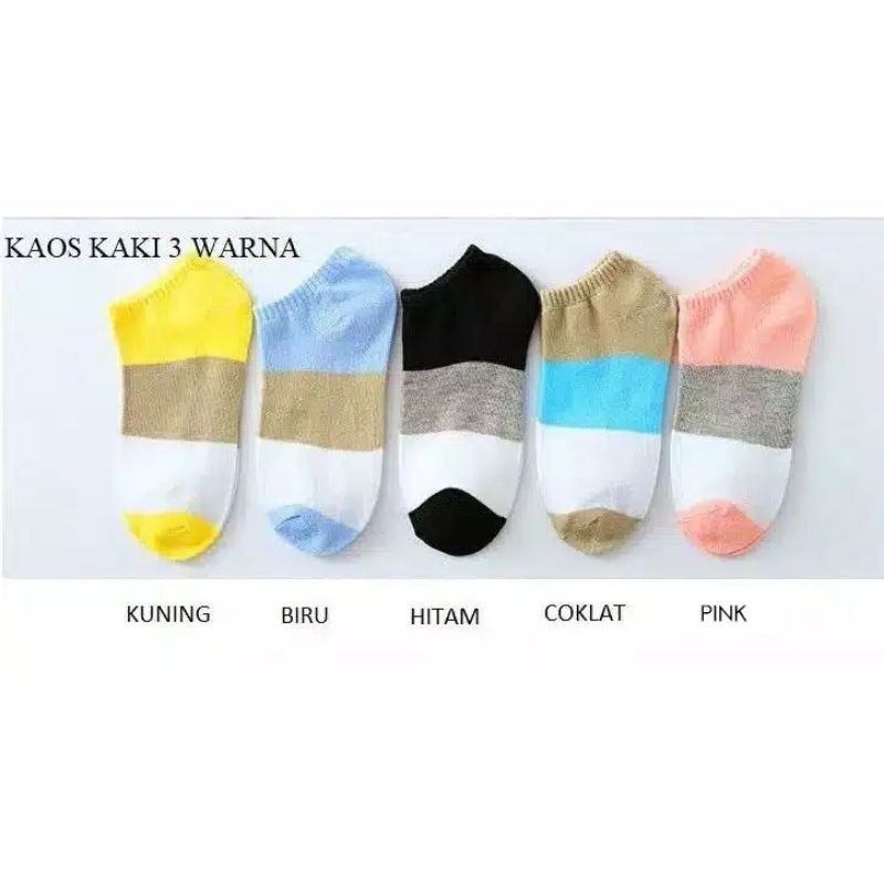 kaos kaki 3 warna semata kaki KAOS KAKI WANITA MOTIF 3 WARNA IMPORT SEMATA KAKI MH.ID