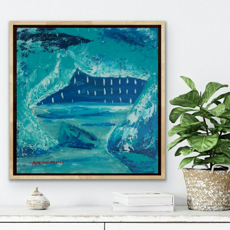 Lukisan Abstrak size 40 x 40 cm acrylik dikanvas ..bersertifikat