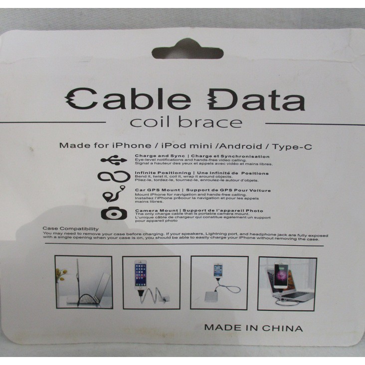 Kabel Cable Data Chrome Flexibel /Coil Brace Flexibel/Metal Cable Data Chrome Mudah Ditekuk