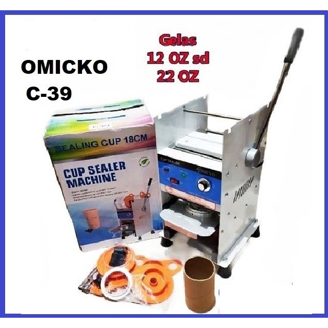 Cup Sealer Mesin Press Gelas Plastik Omicko C39 Sealing Machine 22 Oz 700ml Tutup Gelas Minuman Plastik