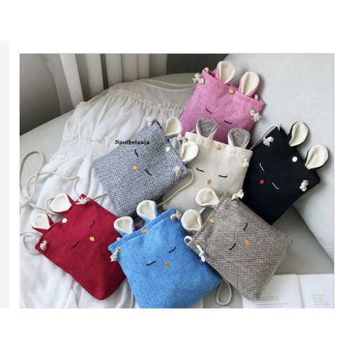 Tas Selempang Kanvas Emoticon Rabbit Fashion Wanita Korean Style Import