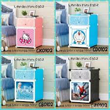 Lemari Mini Portable / Lemari Rakit Plastik Mini Karakter / Susun Multifungsi Serbaguna Portable