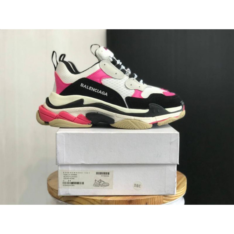 balenciaga triple s pink and black