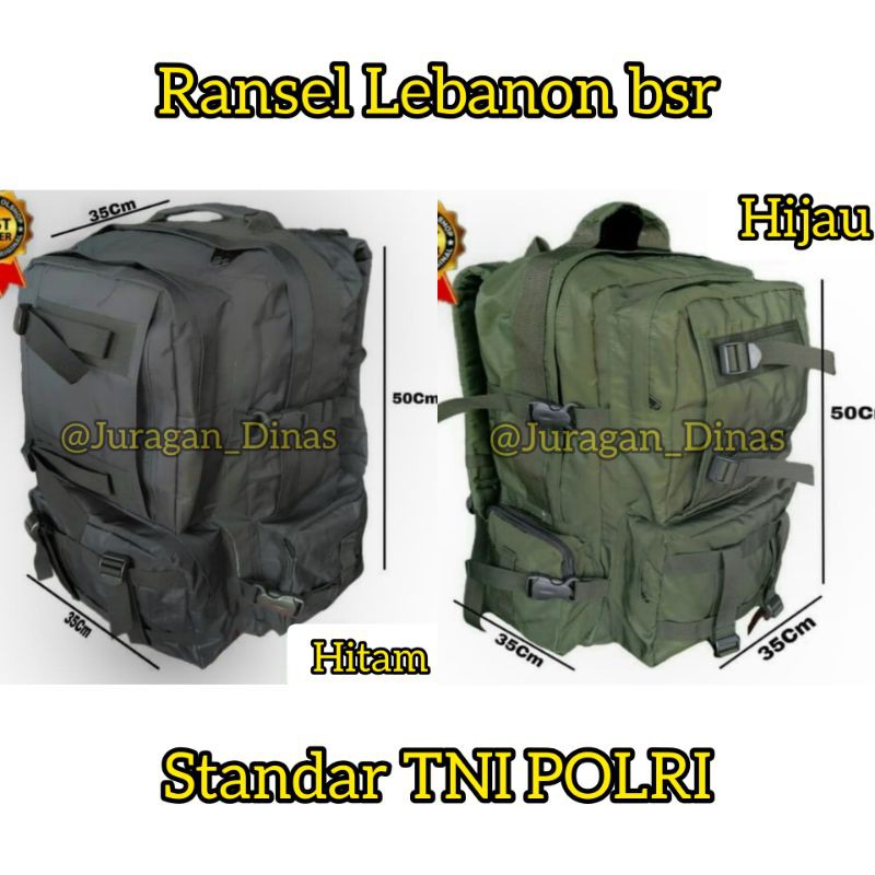 BAGPACK RANSEL PUNGGUNG TNI POLRI BRIMOB TEMPUR TENTARA MILITER ABRI LEBANON BSR HITAM HIJAU