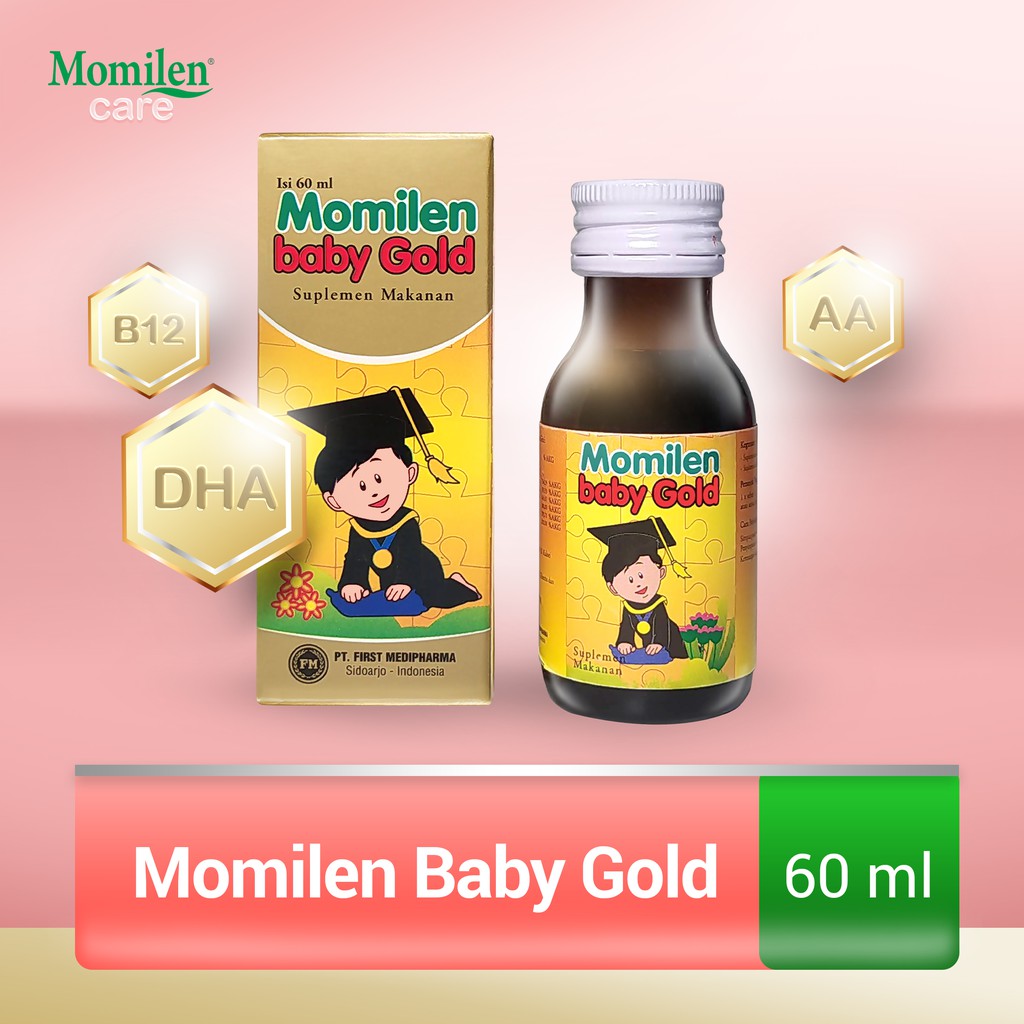 MOMILEN BABY GOLD 60ml / DHA / Pertumbuhan Otak Anak / Tulang dan Gigi / AA / Kemampuan Berpikir