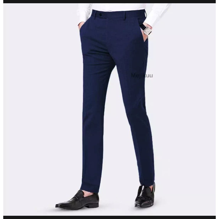 CELANA KANTOR KERJA FORMAL RESMI PRIA SLIMFIT WARNA NAVY HIGH TWIST ORIGINAL NIKAYU