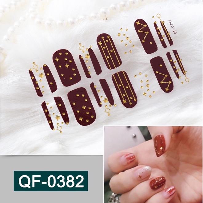 14Pcs / Stiker Kuku / Nail Art Sticker / Stiker kuku motif / Set Stiker Kuku / Stiker Kuku Murah / Nail Art Sticker / Nail Art &amp; Sticker QF Series