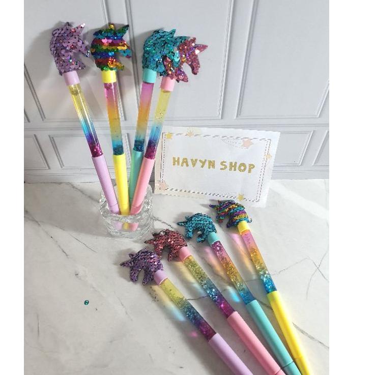 

Pasti Heboh (12pc) pen Squin gliter air unicorn/pen manik/pen lucu/pen air manik unicorn