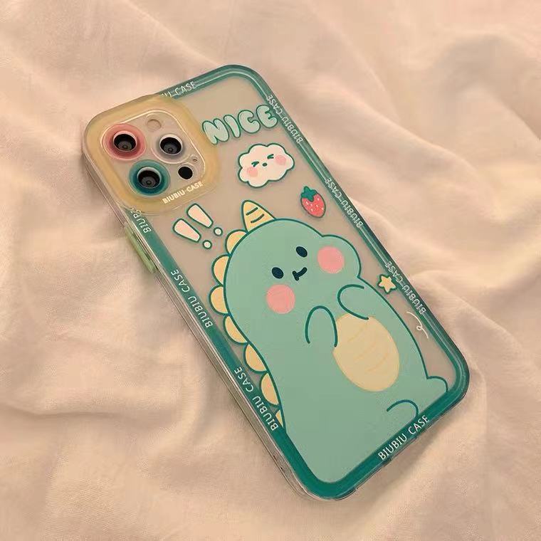 Soft Case TPU Transparan Motif Dinosaurus Untuk Iphone 13 12 11 Pro Max XR XS Max X 6 6s 7 8 Plus