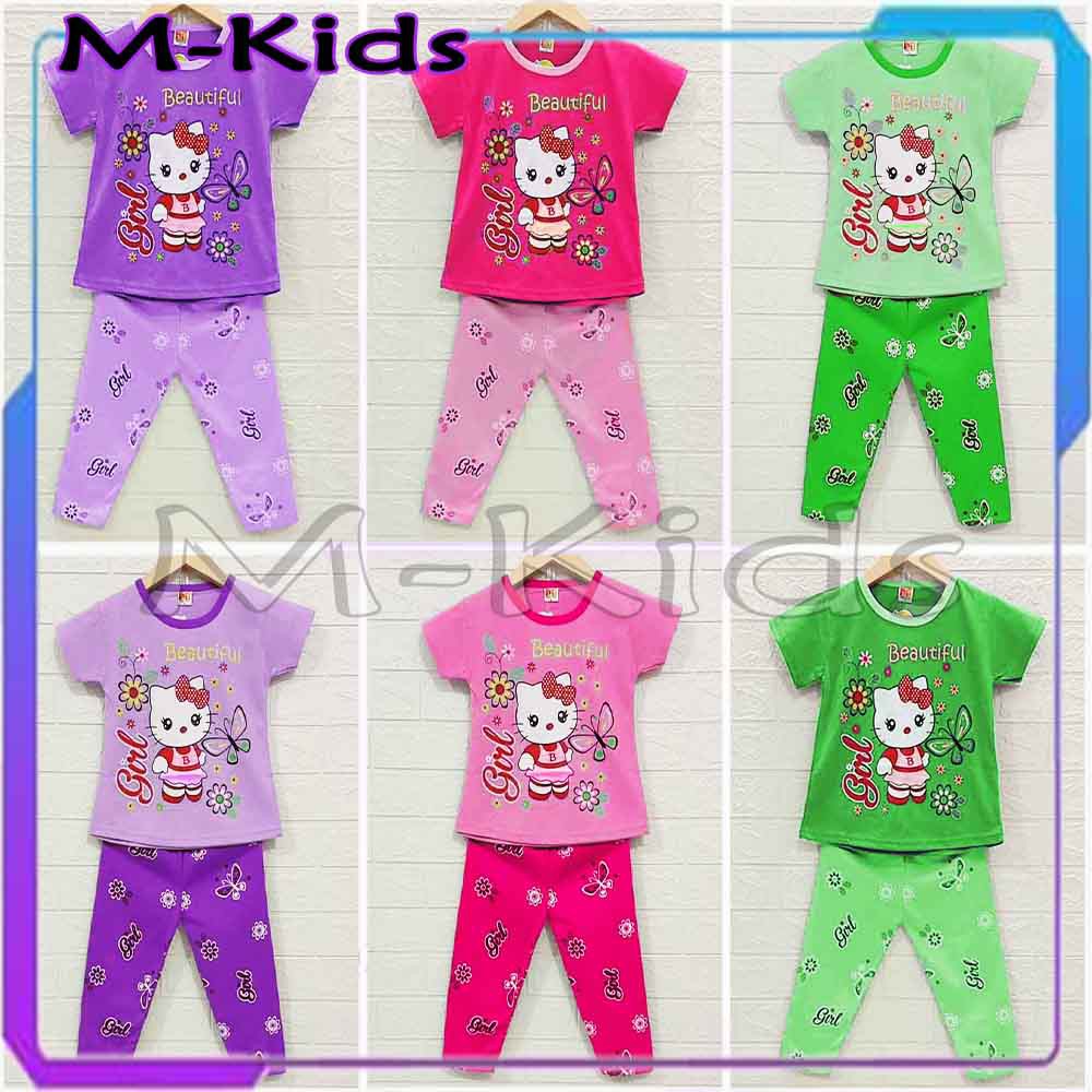 MKids88 - Baju Setelan KAOS CP Anak Gambar Hello Kitty