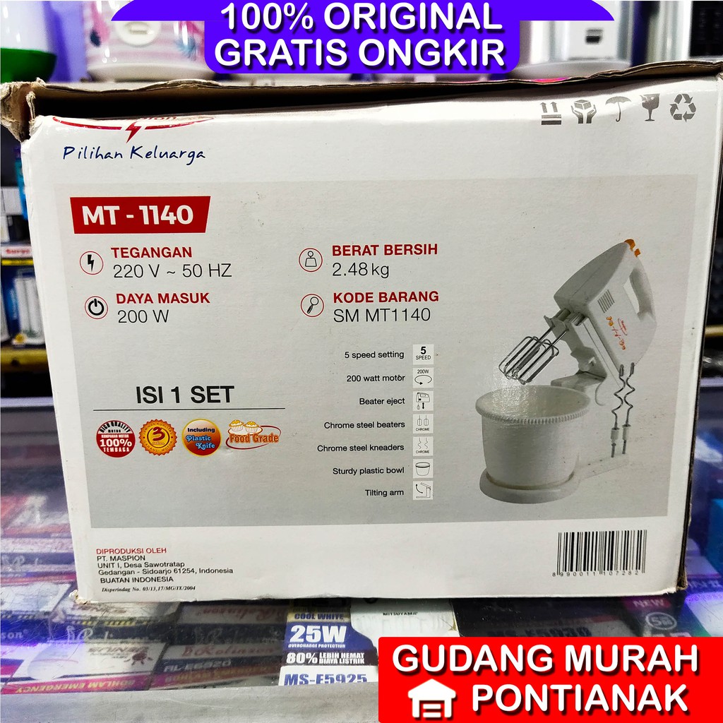 Mixer Maspion MT 1140 Mangkok stand mikser mixercom pengocok pencampur pengaduk kue adonan