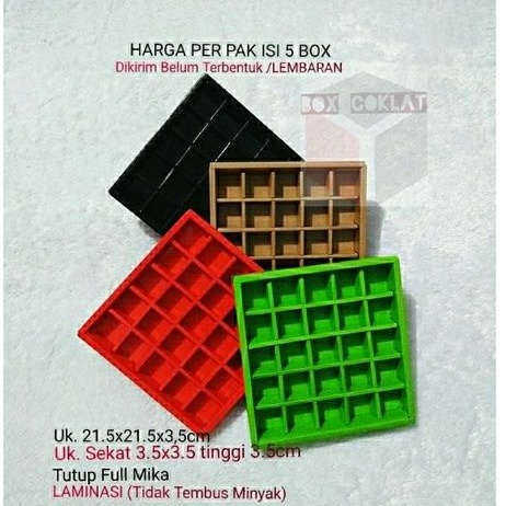 

Box Nastar Jumbo inner 25 (HARGA 1 PAK= 5 BOX)/Kotak Coklat/Kotak Kue