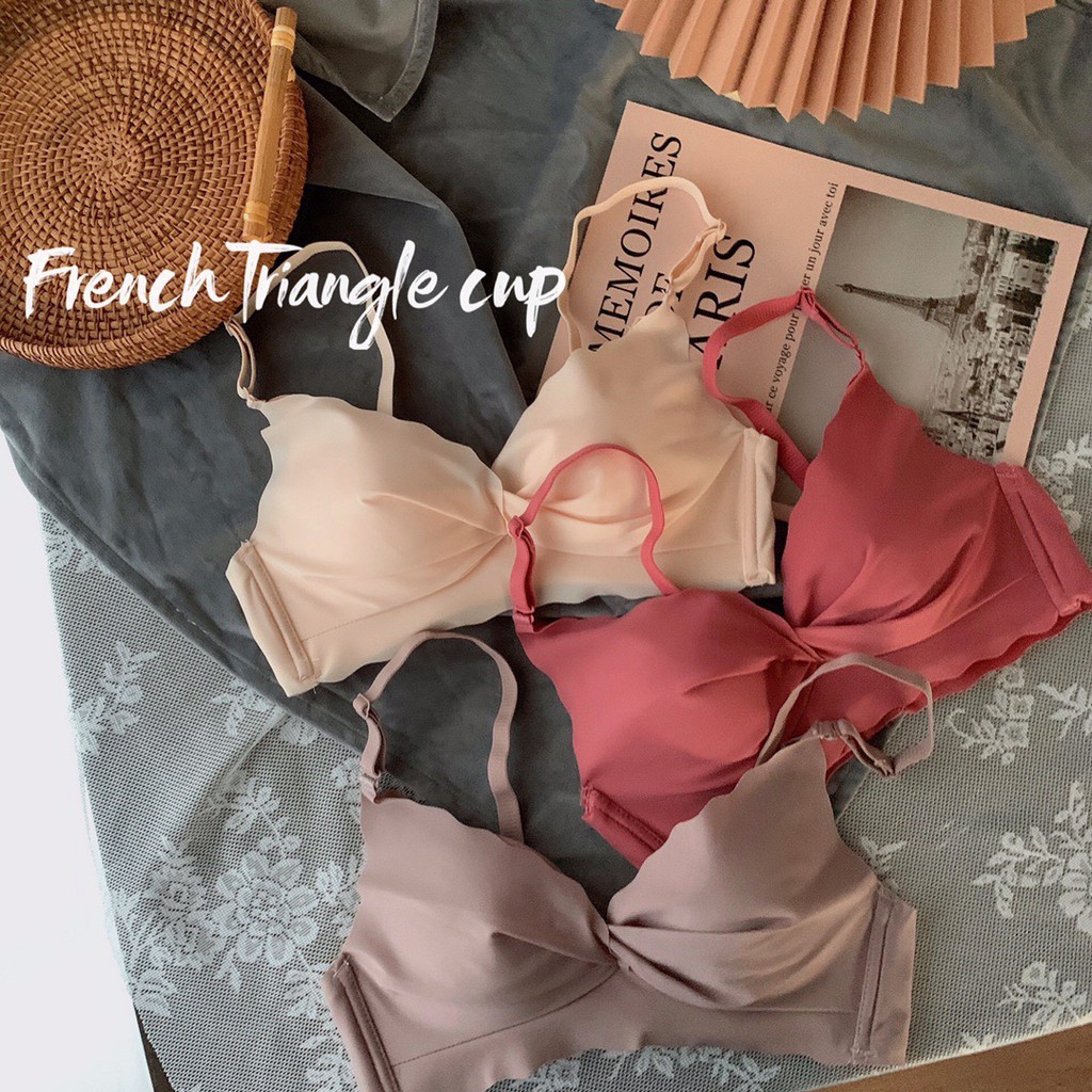 【 Bra Mall 】BM-095 New Bra Wanita Model Tanpa Kawat Bahan Halus French Triangle