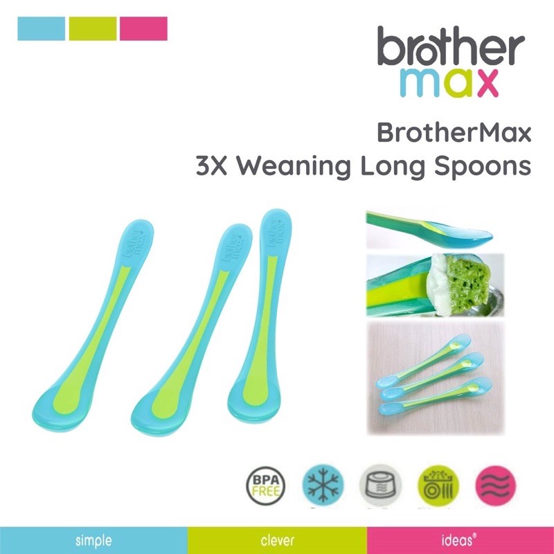 Brother Max 3x Long Spoons/sendok makan bayi isi 3 Pcs