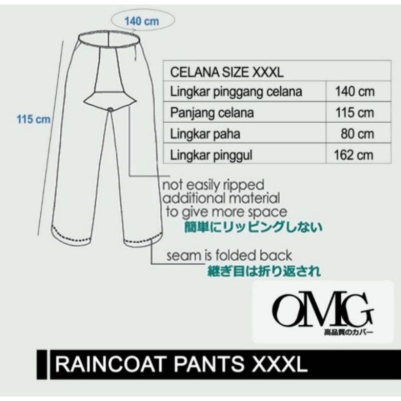 Celana Jas Hujan Saja Jumbo XXXL Besar Tebal Pria Wanita Gemuk Murah Anti Robek Clana Ujan Anti Air Raincoat Waterproof