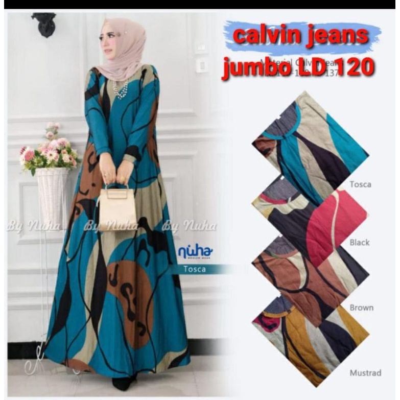 gamis calvin jeans biru jumbo