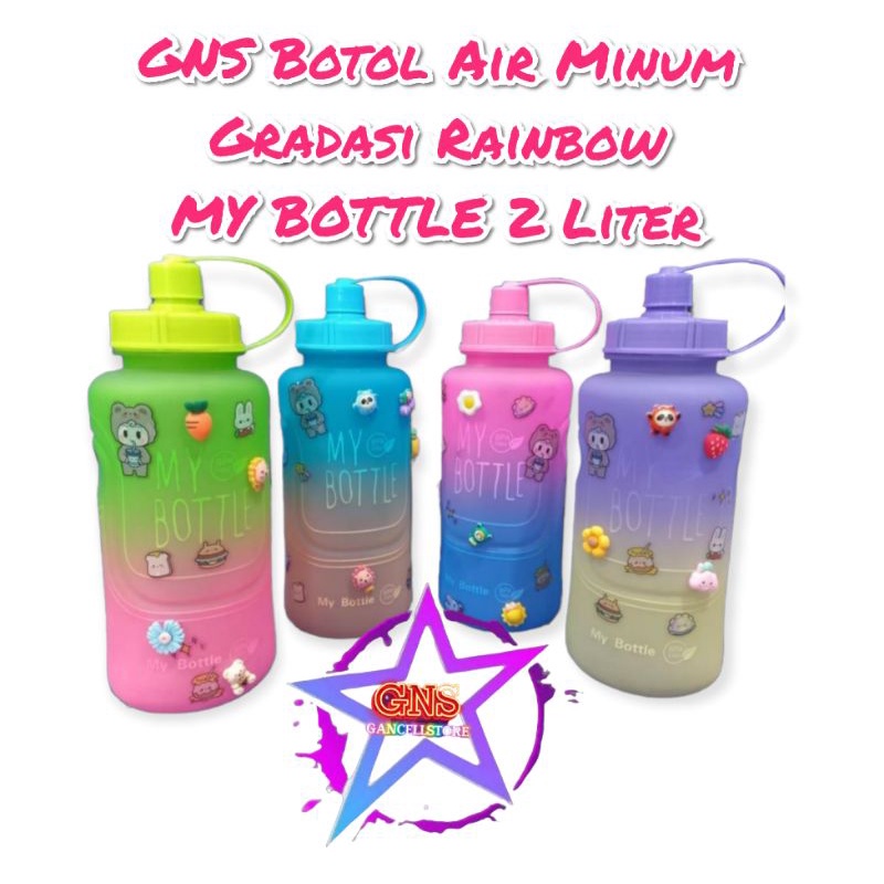 GNS Botol Air Minum Gradasi Rainbow My Bottle 2 Liter / Botol Air Minum 2 Liter
