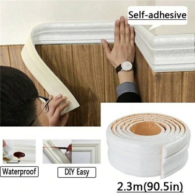 Terbaru❃ 3D List Profil Wall Frame [Ukuran 235x8 cm] Bingkai Border Foam / Moulding 3D Wallpaper ✤