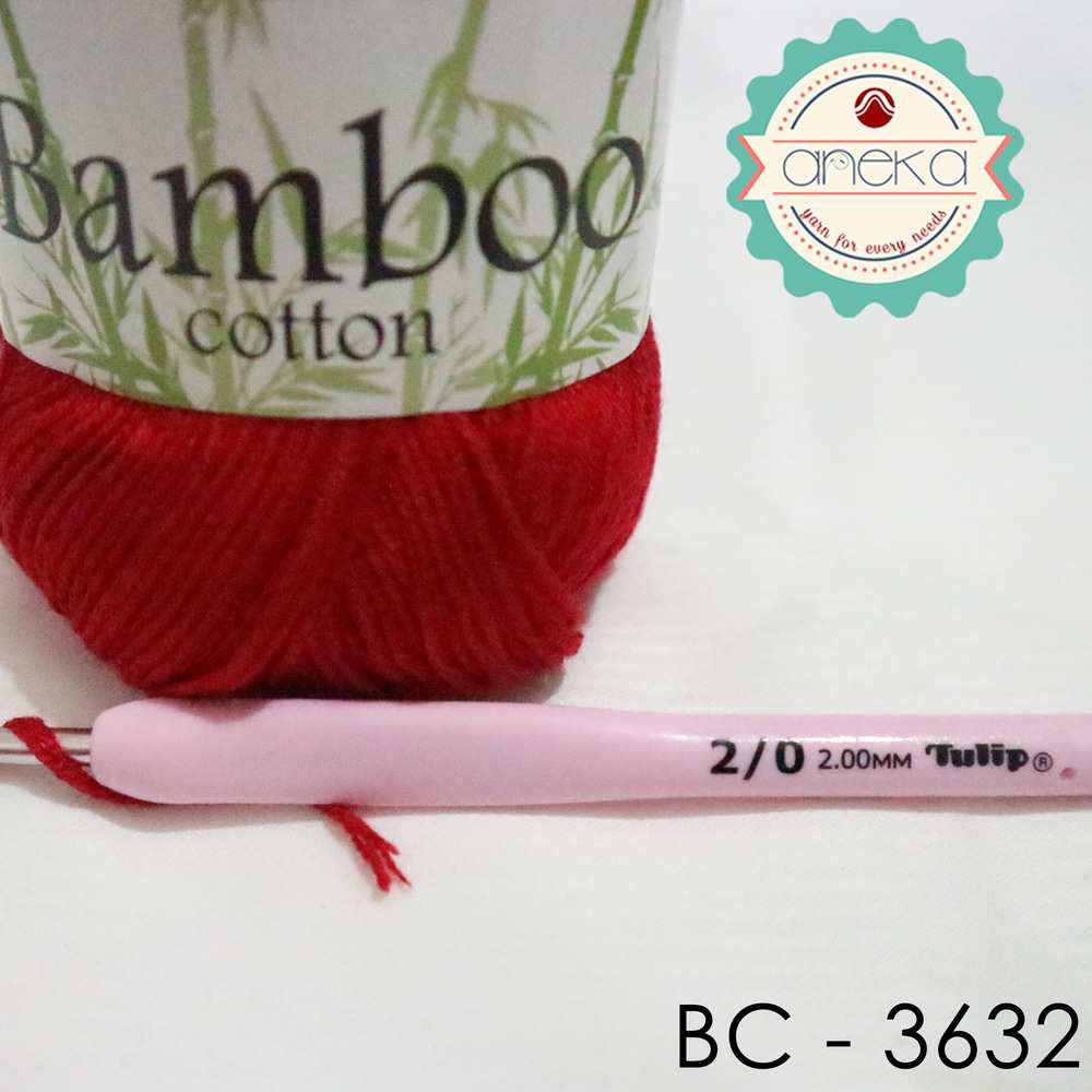 Benang Rajut Katun Bambu / Bamboo Cotton Yarn 1 - 3632 Merah Tua