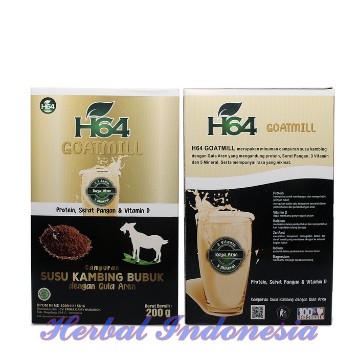 

SUSU KAMBING BUBUK ETAWA GOATMILL H64 DENGAN GULA AREN ISI 200GR BERKHASIAT