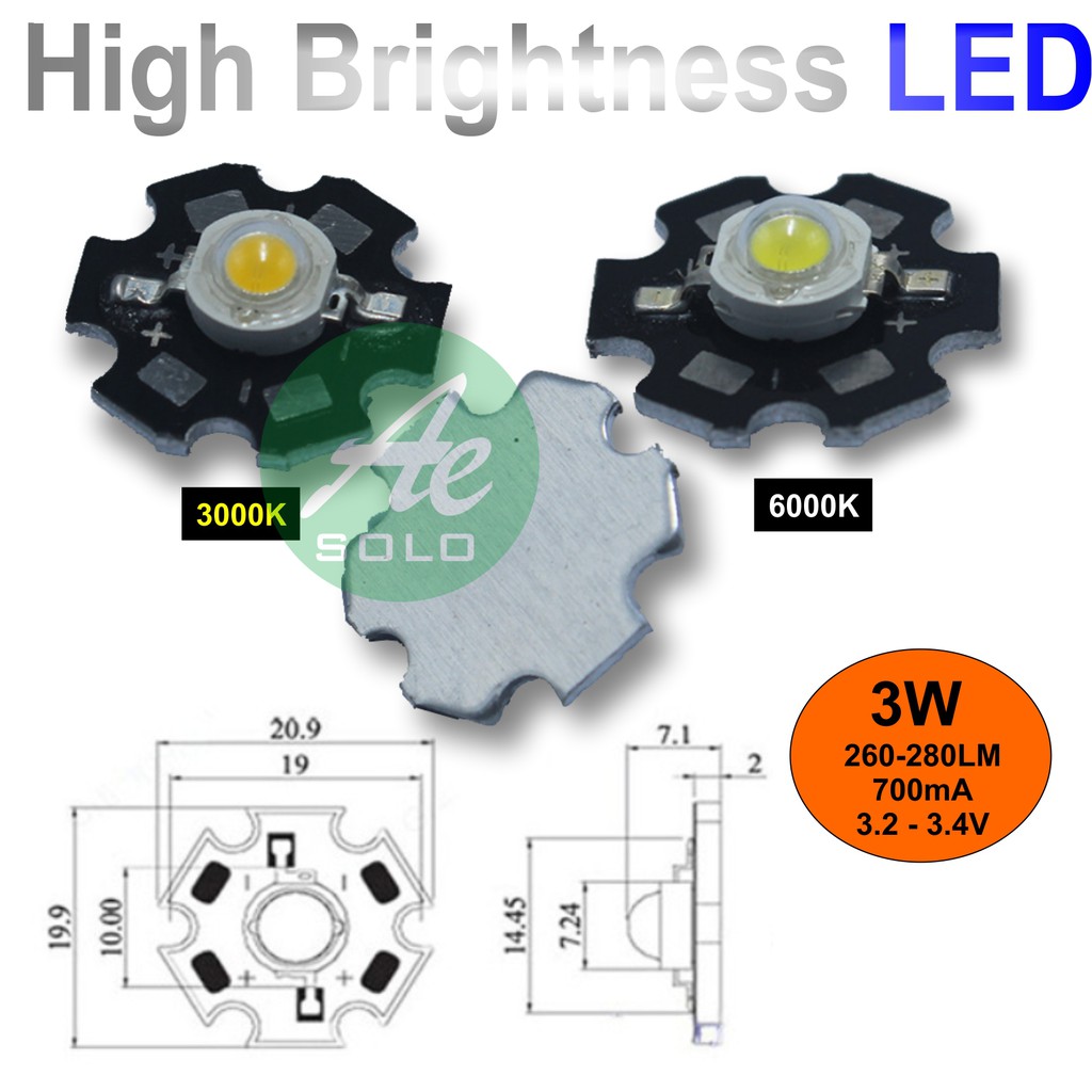 HPL LED 1W 3W dengan PCB Aluminum