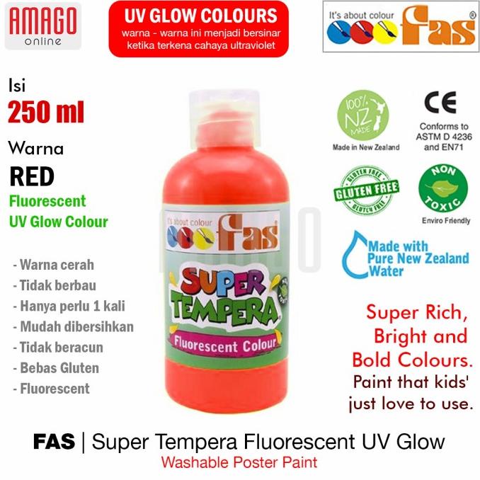 

Cat Poster Fas Super Tempera Fluorescent Uv Glow Paint - 250 Ml - Red