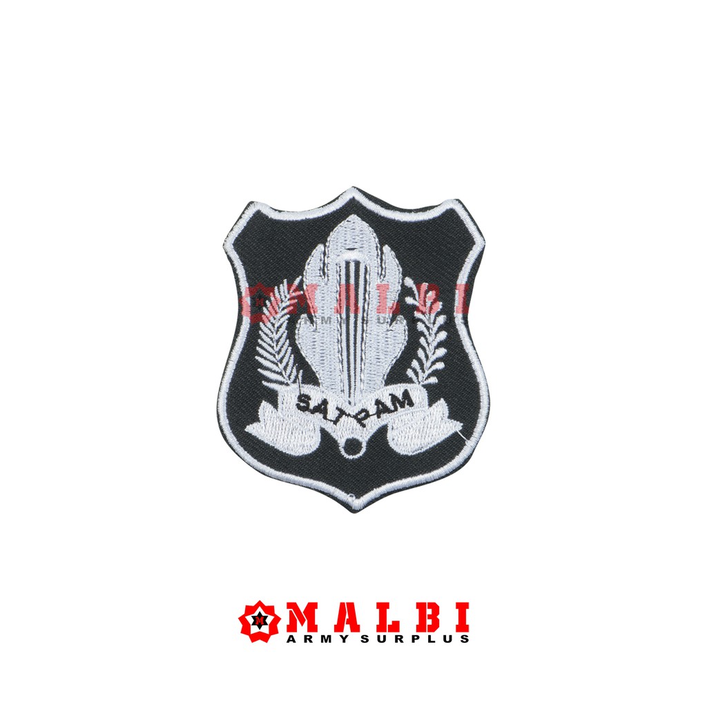 Emblem Pet Topi SATPAM Security Bordir Putih