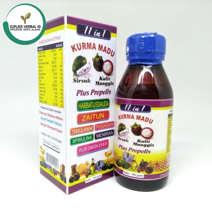 

Madu Kurma Kulit Manggis Daun Sirsak Spirulina Propolis Zaitun 11 In 1 - Madu - Kesehatan