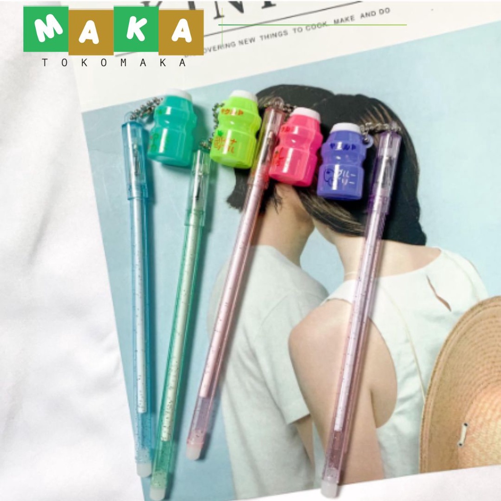 

pulpen gantungan yakul yogurt pen susu yogurt korea pena bolpoint gel tinta hitam perlengkapan sekolah murah alat tulis kantor import atk unik