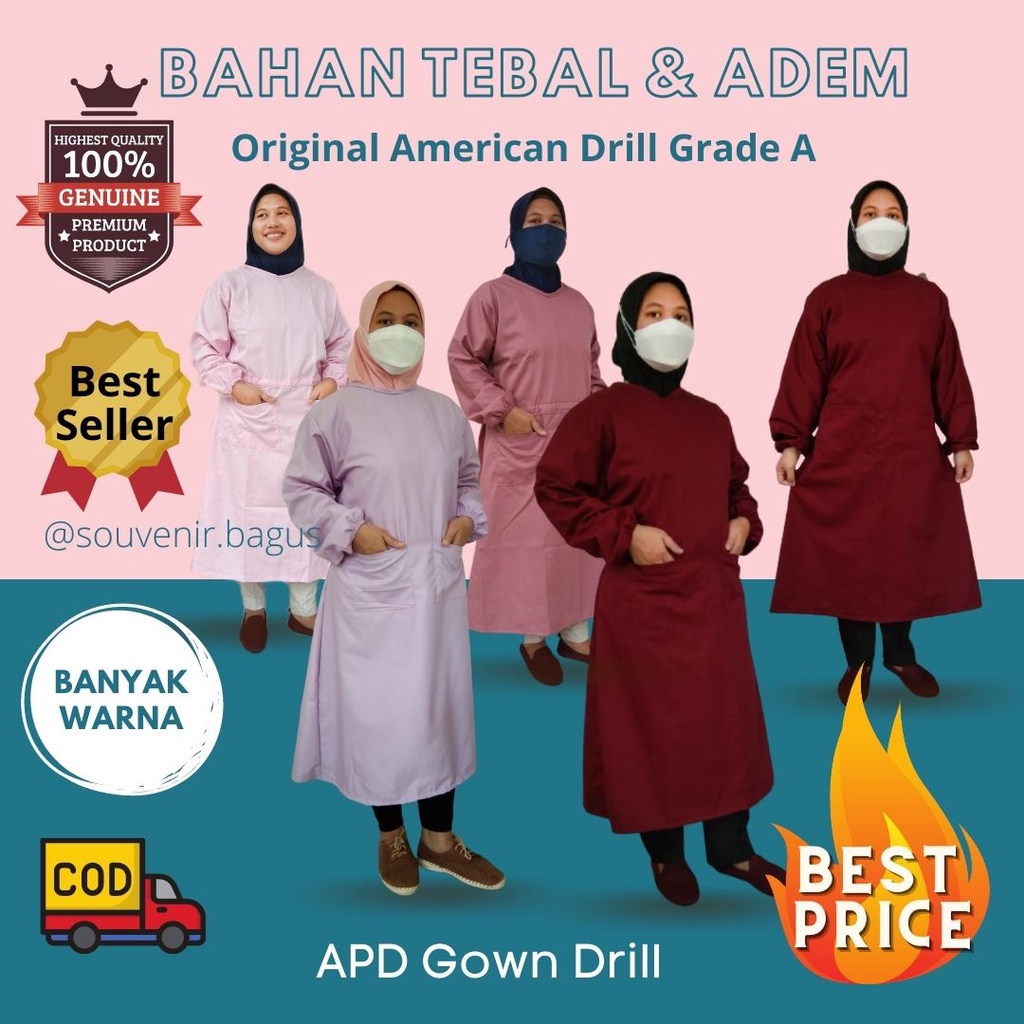 GOWN MEDIS APD Surgical Gown  KAIN DRILL Apron Bedah Seragam Perawat Jubah OK Drill Terlaris BAJU OPERASI