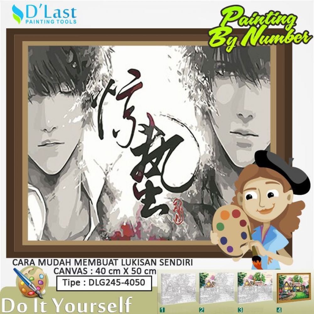 Lukisan Kartun 2 Priatipe Dlg245 4050 Ukuran 40cm X 50cm