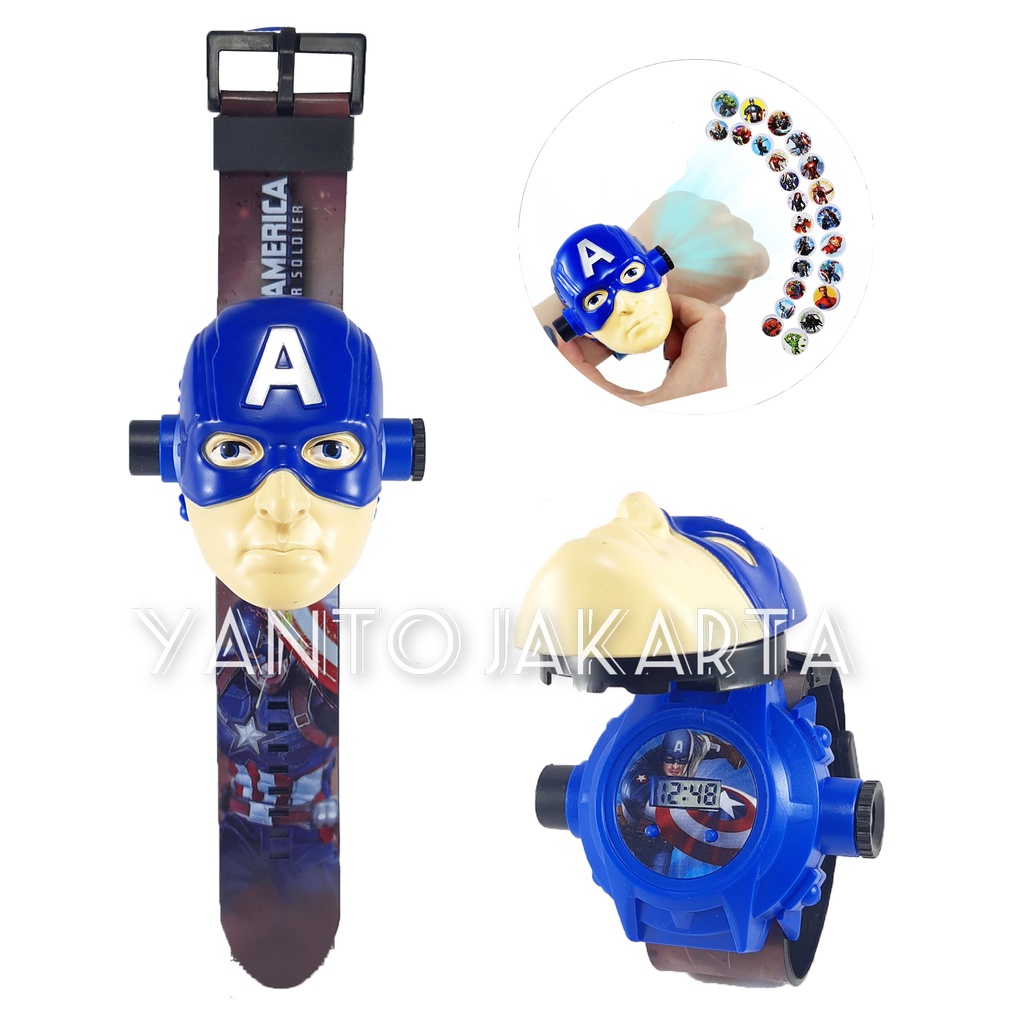 JAM TANGAN ANAK LAKI LAKI CAPTAIN AMERICA LAMPU PROYEKTOR