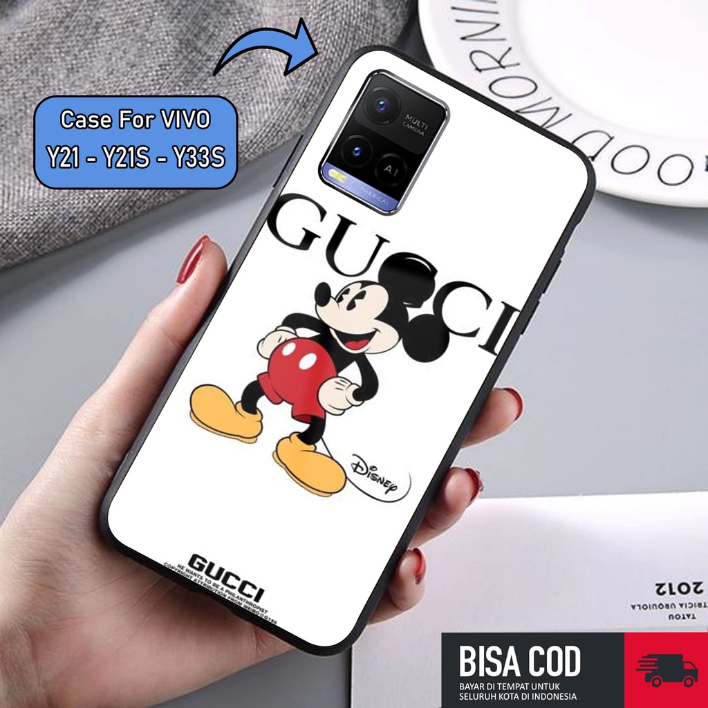ROU Case Hardcase VIVO Y21 Y21S Y33S Case MICKEY GUCCI 2D Case - Cassing Handphone Untuk Pria , Wani