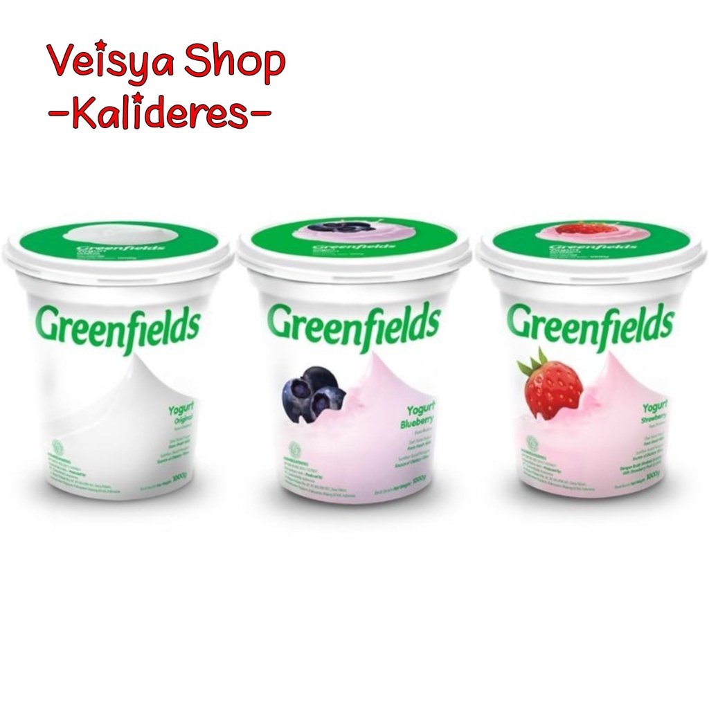 Greenfields Yogurt 1 Liter Plain Strawberry Blueberry Yoghurt 1kg 1000ml No Sugar Stroberi