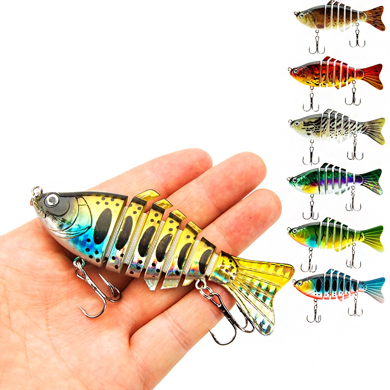 Umpan Pancing Bentuk Ikan Imitasi 7 Ruas 10 Warna 16G / 95Mm