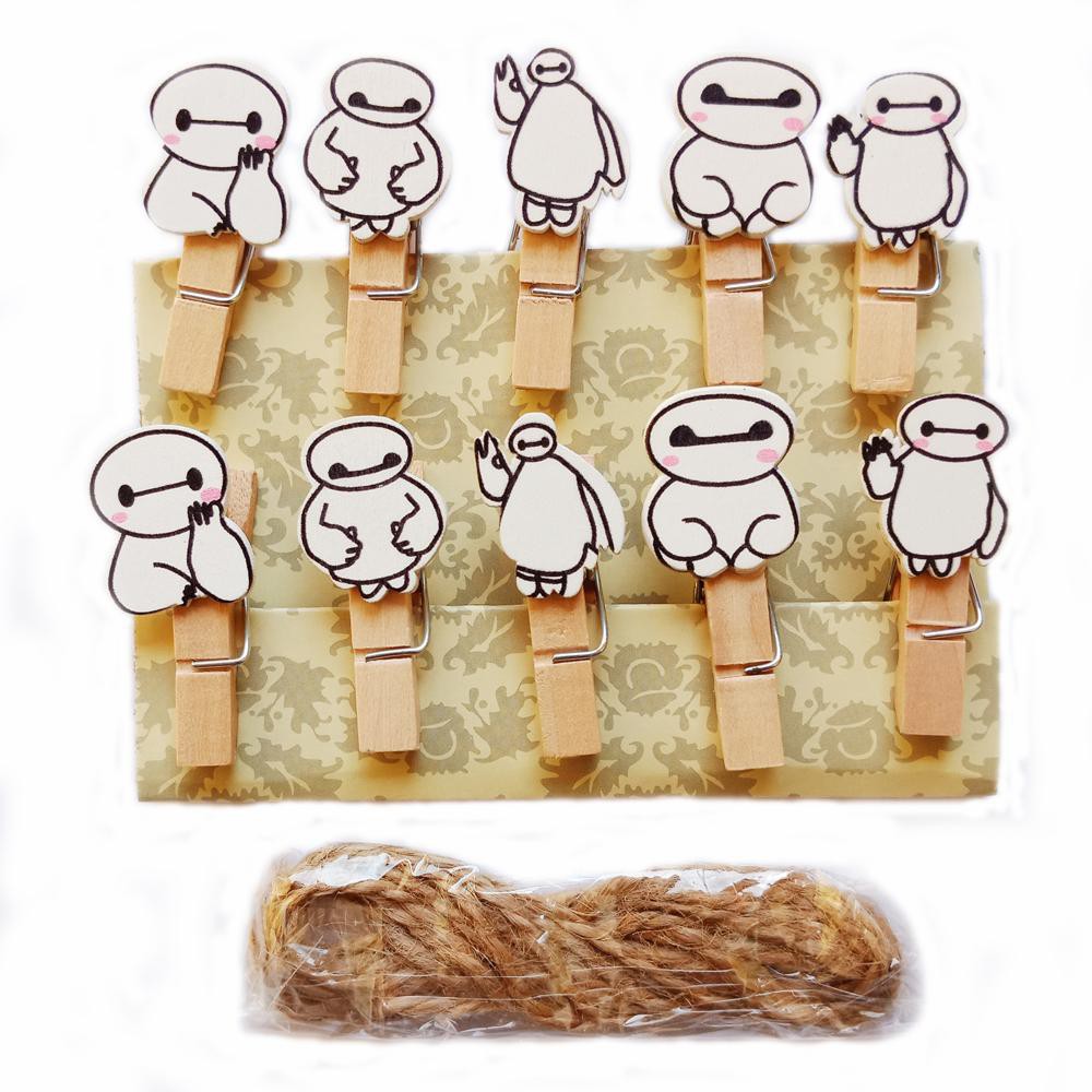 Wooden Clip Jepit Kayu Karakter Jepitan Foto Karakter 10 pcs Free TALI rami 1.5m 11