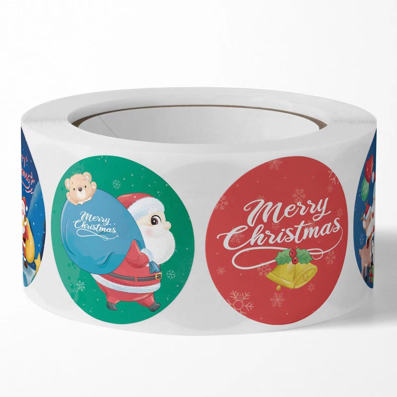 500 Pcs / roll Stiker Label Segel Desain Santa Claus Merry Christmas Untuk Alat Tulis Amplop