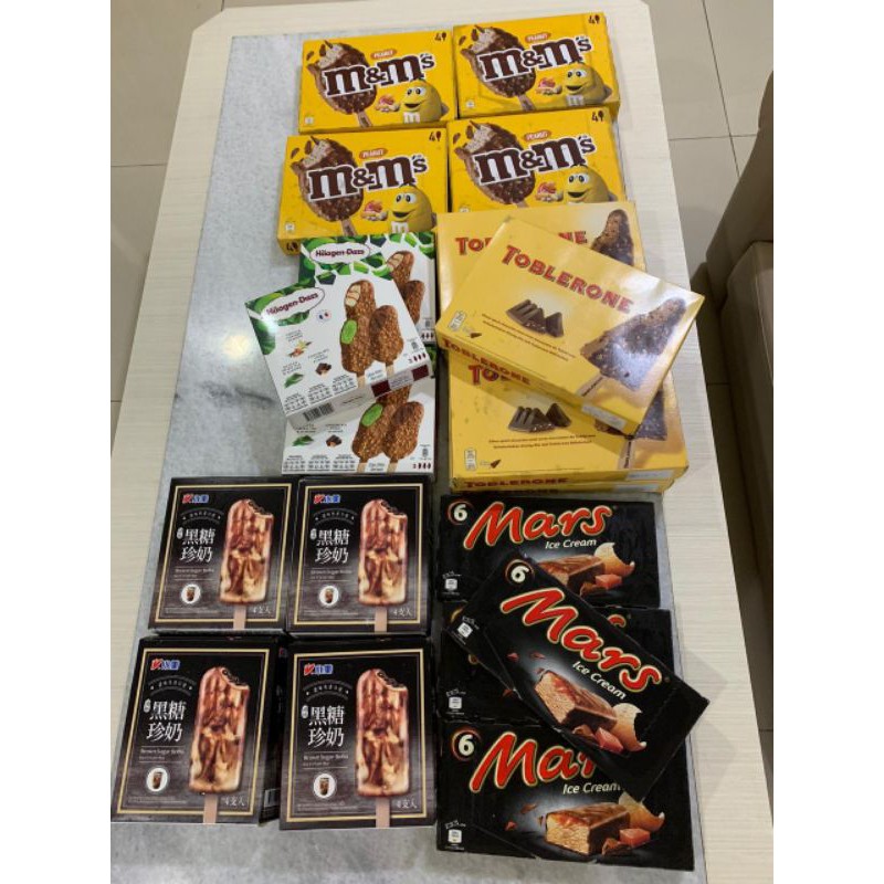 

Xiao Mei Xiaomei brown sugar boba ice cream Toblerone M&M Snickers Haagen Dazs Matcha Mars Ice cream