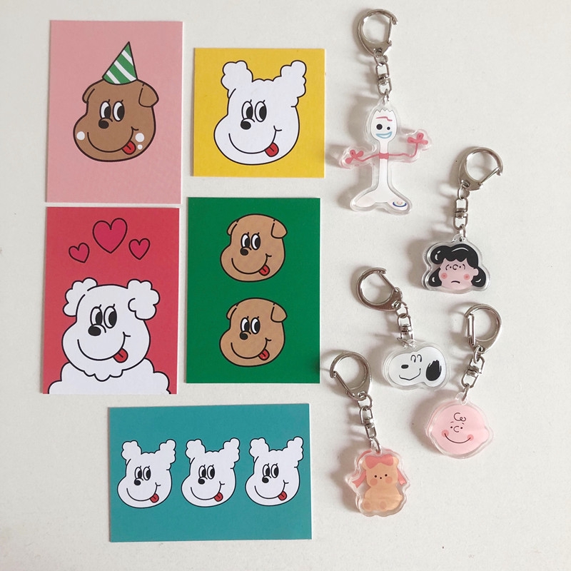 Korea Selatan ins sama Charlie Lucy keychain lucu beruang ornamen mobil kartun garpu garpu liontin akrilik