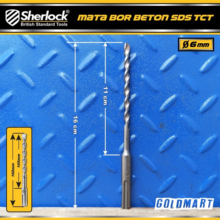 Mata Bor Beton SDS TCT 6 mm Original Sherlock Panjang 160 mm