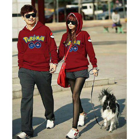 Hot Sale  Couple Sweater Hoodie Pokemon Go Maroon Limited