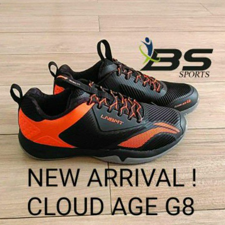 NEW SEPATU BADMINTON NEW LINING CLOUD ACE G8 ORIGINAL - BLACK ORANGE