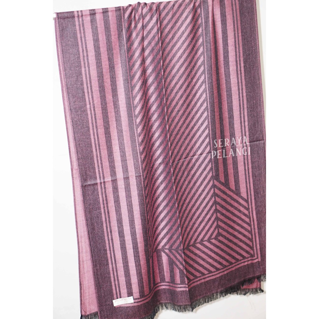 Pashmina Cashmere Motif A02 | Garis | Selendang | Scarf | Syal | Shawl | Pasmina Kashmir | Souvenir | Hadiah Ulang Tahun | Birthday Gift | Aksesoris Fashion Wanita | Import Quality | Grosir Murah